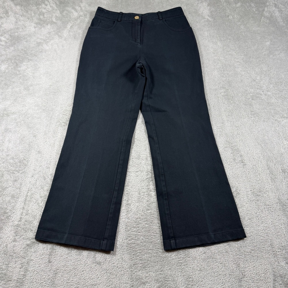 St‎ John Sport Essentials Pants Womens 0 Black Crop Straight Leg Flat Front